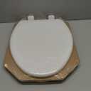 Mayfair Linden Slow Close Toilet Seat, Non Slip Heavy Duty Wood, Easy Install, Elongated, White