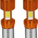 YM E-Bright BA20D Motorcycle bulb Lamp 3 COB 18W LED Bulbs High Low Beam White, 2 Pack
