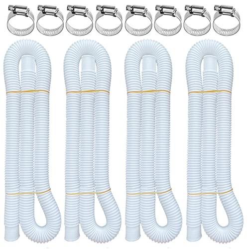 Pool Hoses for Above Ground Pools, 4 Pack 1.25 x 59 Inch Pool Filter Pump Hoses, Compatible with Intex Pool Filter Pump 607, 637 With 8 Metal Clamps(4)