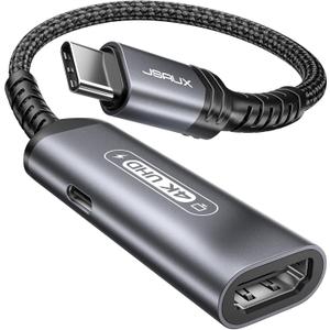 JSAUX USB C to HDMI and Charger Adapter | 4K@60Hz 2-IN-1 Type C to HDMI Adapter with PD Fast 100W Compatible with Thunderbolt 3/4, iPhone 16 Pro Max MacBook Pro/Air iPad Galaxy S24 Steam Deck ROG Ally