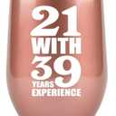 KLUBI 60th Birthday Gifts for Women - 21 With 39 Years Experience Gifts 12oz 60th Birthday Tumbler 60th Birthday Decorations Women Gift Turning 60 th Birthday Gift Funny Mug