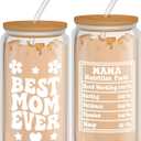 Denylo pro Best Gifts for Mama 16 Oz Can Coffee Glass Cup with Bamboo Lid and Straw Mothers Day Drinking Tumbler for Women Wife Mom Grandma