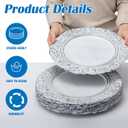 12 Pcs Plastic Charger Plates 13" Round Antique White Gold with Engraved Baroque Rim Vintage Disposable Decorative Chargers for Wedding Party Events