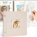 10x10 Inch Linen Self Adhesive Photo Album with Window, 20 Pages Scrapbook for Wedding Memories & Family Keepsakes, Classic Beige, Fits 2x3 4x6 5x7 Photos
