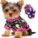 2 Pieces Dog Sweaters for Small Dogs Girl Fleece Puppy Sweater for Teacup Chihuahua Yorkie Clothes Soft Warm XS Dog Clothes Doggie Pet Outfit Cute Print, Rose, Pink