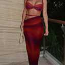 Women's Two Piece Skirt Sets Summer Beach Sexy Ruched Backless Cami Top And Cut Out Skirt Night Out Dress (M)