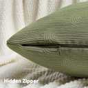FUTEI Pack of 2 Chenille Decorative Throw Pillow Covers 20x20 Inch,Soft Cozy Striped Geometric Patterns Cushion Case,Modern Home Decor for Couch Bed Living Room,Olive Green