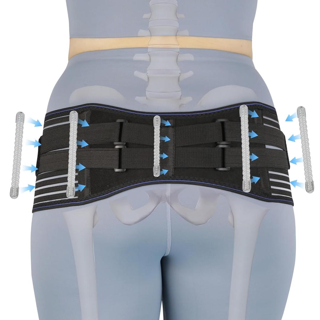 Sacroiliac SI Joint Hip Belt for Women and Men, Lower Back, Trochanter Brace, Sciatic, Pelvic & Hip Support brace, Non-Slip, Adjustable & Breathable Pain Relief Brace with 5 Stainless Steel Spring (X-Large, Black)