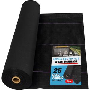 Super Geotextile Professional 5oz Geotextile Weed Barrier Fabric - Heavy Duty Landscape Fabric for Gardening, Landscaping, Weed Fabric (4x100)