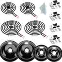 5304430149 5304430150 Porcelain Drip Pan Set & MP22YA Electric Range Burner Element Unit Set with 330031 Range Burner Receptacle Kit Compatible with Frigidaire Kenmore Range Oven/Stove by Cenipar