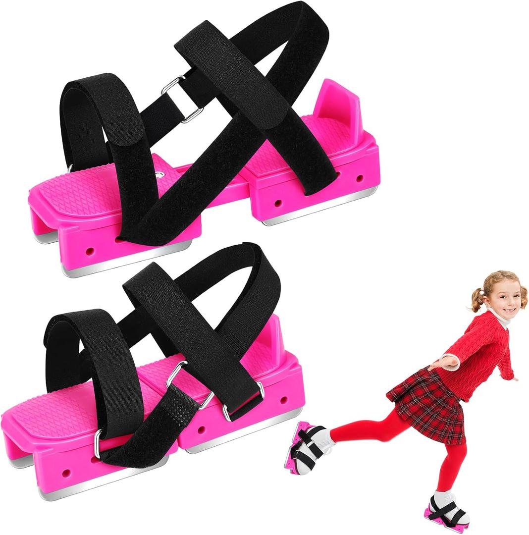 Toddler Ice Skates, Kids Ice Skates, Adjustable Ice Skates for Kids, Upgrade Double Blade Ice Skates for Toddlers, Suitable for Toddler Beginner Skating Training (Pink)