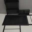 Marbrasse Metal Printer Stand for Desk with Storage Drawer and 2 Pen Holders, 2-Tier Desktop Organizer Printer Table for Home Office, Multi-Purpose Desk Organizer for Fax Machine Scanner Files(Black)