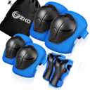 CrzKo Kids Protective Gear, Knee Pads and Elbow Pads 6 in 1 Set with Wrist Guard and Adjustable Strap for Rollerblading Skateboard Cycling Skating Bike Scooter