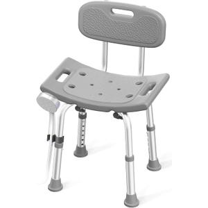 HOMLAND Shower Chair for Inside Shower with Removable Back, 400 lbs Heavy Duty Bath Seat for Bathtub, Safety Bath Stool for Seniors and Disabled - Gray