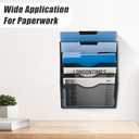EASEPRES 5 Pocket Mesh Hanging Wall File Organizer, Wall Mounted Mail Paper Document Folder Holder, Clipboard Storage Organization Magazine Rack with Nametag Label for Office Home School, Black