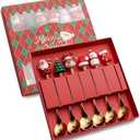 6Pc Christmas Spoon Stainless Steel Christmas Coffee Tea Spoon for Home,Creative Tableware Gift Box for Friends and Family