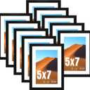 LaVie Home 5x7 Picture Frame Black Set of 10, Display 4x6 with Mat or 5 x 7 Without Mat Picture, Photo Frame Collage for Wall Gallery or Table Deco, Hanging or Tabletop Display