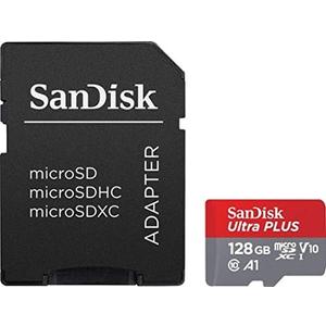SanDisk - Ultra Plus 128GB microSDXC UHS-I Memory Card - 130MB/s, C10, U1, Full HD, A1, Micro SD Card - SDSQUA4-128G-GN6MA