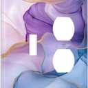 Outlet Covers Purple Gold Marble Colorful Abstract 2 Gang Decorative Socket Cover 1 Toggle Duplex Combo Light Switch Cover GFCI Electrical Wallplates for Bathroom Bedroom Decor