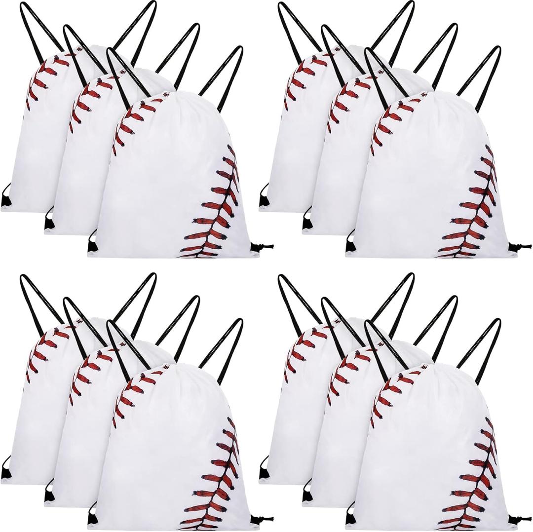 Frienda Baseball Drawstring Backpack Bag Baseball Drawstring Party Favor Bags for Gym Sports Teams(12 Pieces)