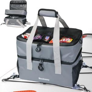 Paddle Board Cooler Waterproof,26L SUP Paddleboard Cooler Deck Bag fits 42 Cans,2 Compartments Paddle Board Accessories for Kayaking,Beach, Camping(Blue) (Gray)