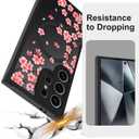 ZIYE Magnetic Case for Samsung Galaxy S24 Ultra 6.8 Inch [Compatible with MagSafe] Hard PC and Soft TPU Case with Cherry Blossom Pink Floral Anti-Scratch Shockproof Protection Phone Cover for Women