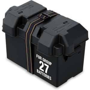Attwood 9067-1 Vented Battery Box with Mounting Strap, Fits Group 27 Series Batteries, Black