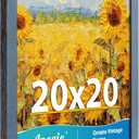 20x20 Frame, Vintage 20 x 20 Poster Frame Plexiglass Glass for Wall Display, Square Rustic 20x20 Photo Picture Frame, Antique Blue Collage Gallery Wall Picture Frames, Widen Border