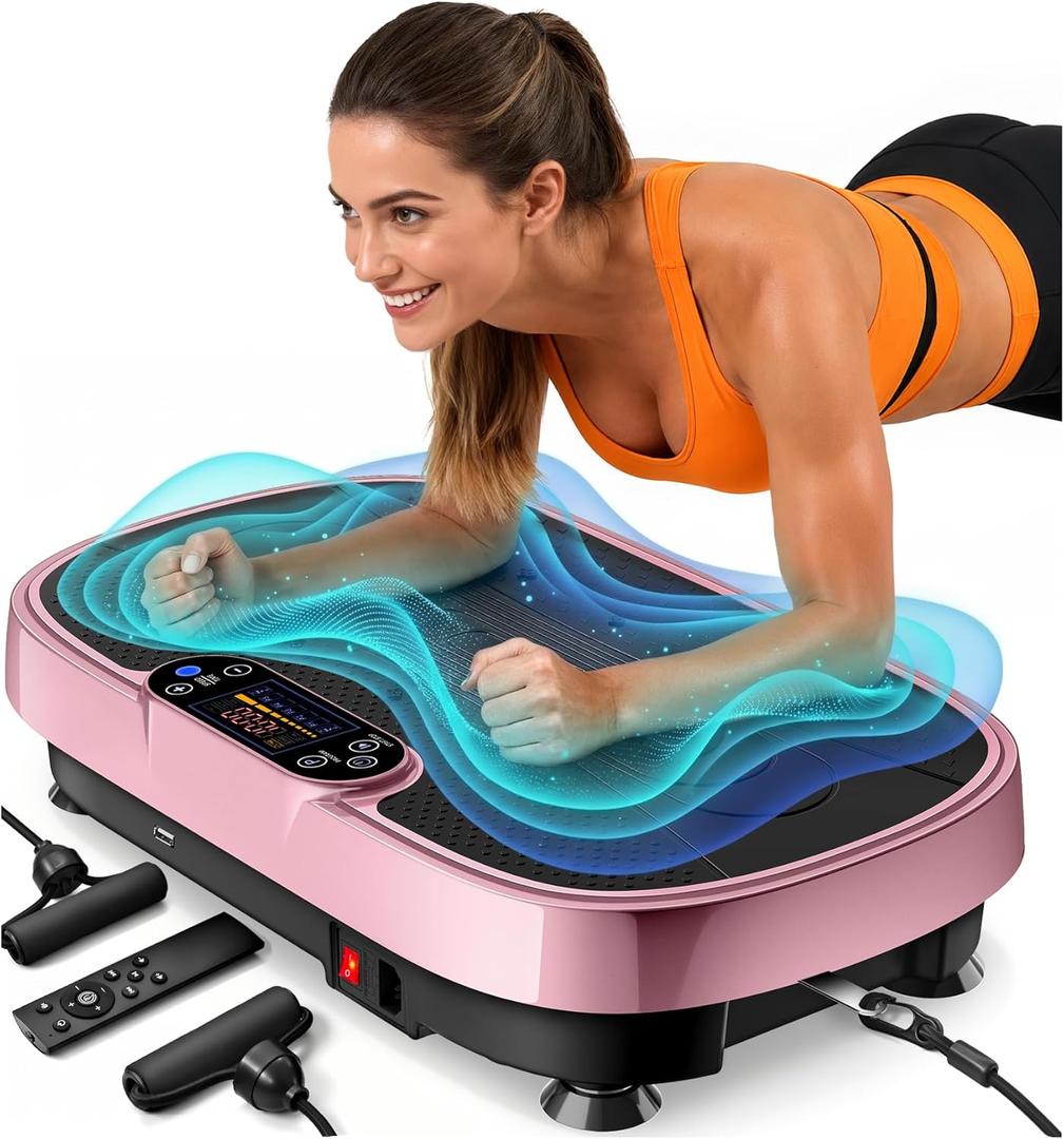 Renoj Vibration Plate Exercise Machine, 3D Whole Body Vibration Platform for Lymphatic Drainage and Muscle Recovery, 455-lb Capacity Fitness Machine with Bluetooth Speaker and LED Display for Home Gym