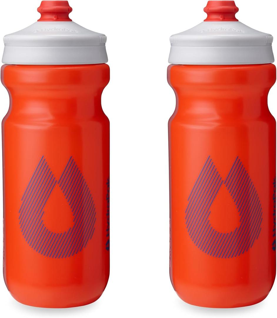 HydraPak Breakaway Surge Lightweight Bike Water Bottle 2-Pack (20oz, 25oz, 30oz) - High Flow, Cycling & Sports Squeeze Bottle (Orange)