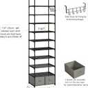 OYREL Tall Shoe Rack Narrow 10 Tier Shoes Rack 20 25 Pairs, Shoe Storage Organizer for Closet, Sturdy Metal Shoe Shelf Shoe Stand with 2 Boxes 1 Hook