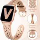 Wearlizer Leather Band Compatible with Apple Watch Band 41/40/38/44/45/46/49/42mm Women Men, Dressy Breathable Hollow-out Braided Strap for iWatch Bands Series 11 10 9 8 7 6 5 4 3 SE/Ultra 3 2 1