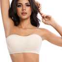 Lusait Strapless Bras for Women Non-Slip Seamless Padded Bandeau Bra Wireless Convertible Tube Top Bralette (Beige, M)