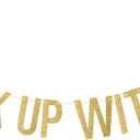 Pre-Strung Drink Up Witches Banner - NO DIY Gold Glitter Halloween Witches Banner Sign Halloween Party Banners Witch Garland for Indoor Outdoor Decorations