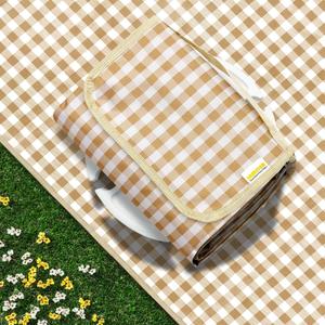 SAMSIER Outdoor Picnic Blankets Waterproof Foldable Sandproof, Extra Large Gingham Cute Picnic Mat Washable Portable for Park Beach Camping Courtyard (Coffee, 80"80")