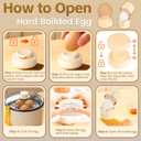 Egg Shell Opener with Piercer, 2 in 1 Hard Boiled Egg Peeler, Cute Egg Cracker for Raw Eggs, Egg Separator for Home Kitchen Gadgets Tool, Beige