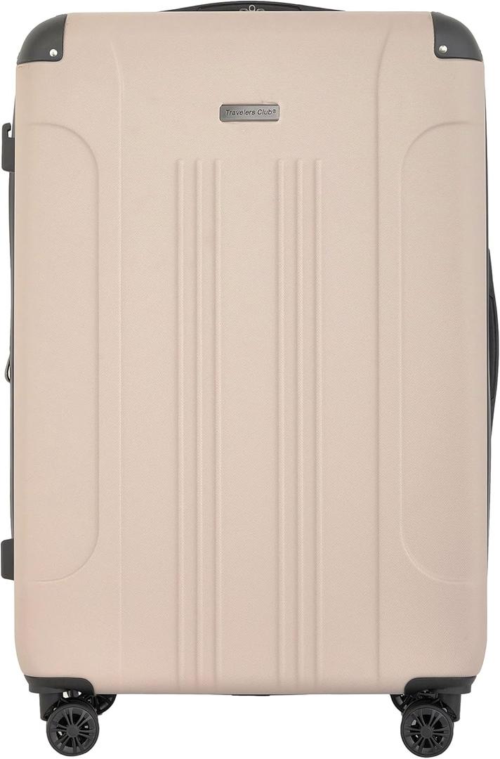 Travelers Club Chicago Plus Hardside Luggage, Mushroom, 20" Carry-On