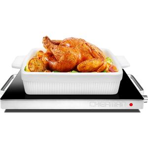 Chefman Compact Glasstop Warming Tray with Adjustable Temperature Control Perfect for Buffets, Restaurants, Parties, Events, Home Dinners and Travel, Mini 15x12 Inch Surface, Keeps Food Hot, Black