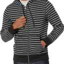 Amazon Essentials Men's Full-Zip Fleece Hoodie Sweatshirt (Black Grey Stripe) XL