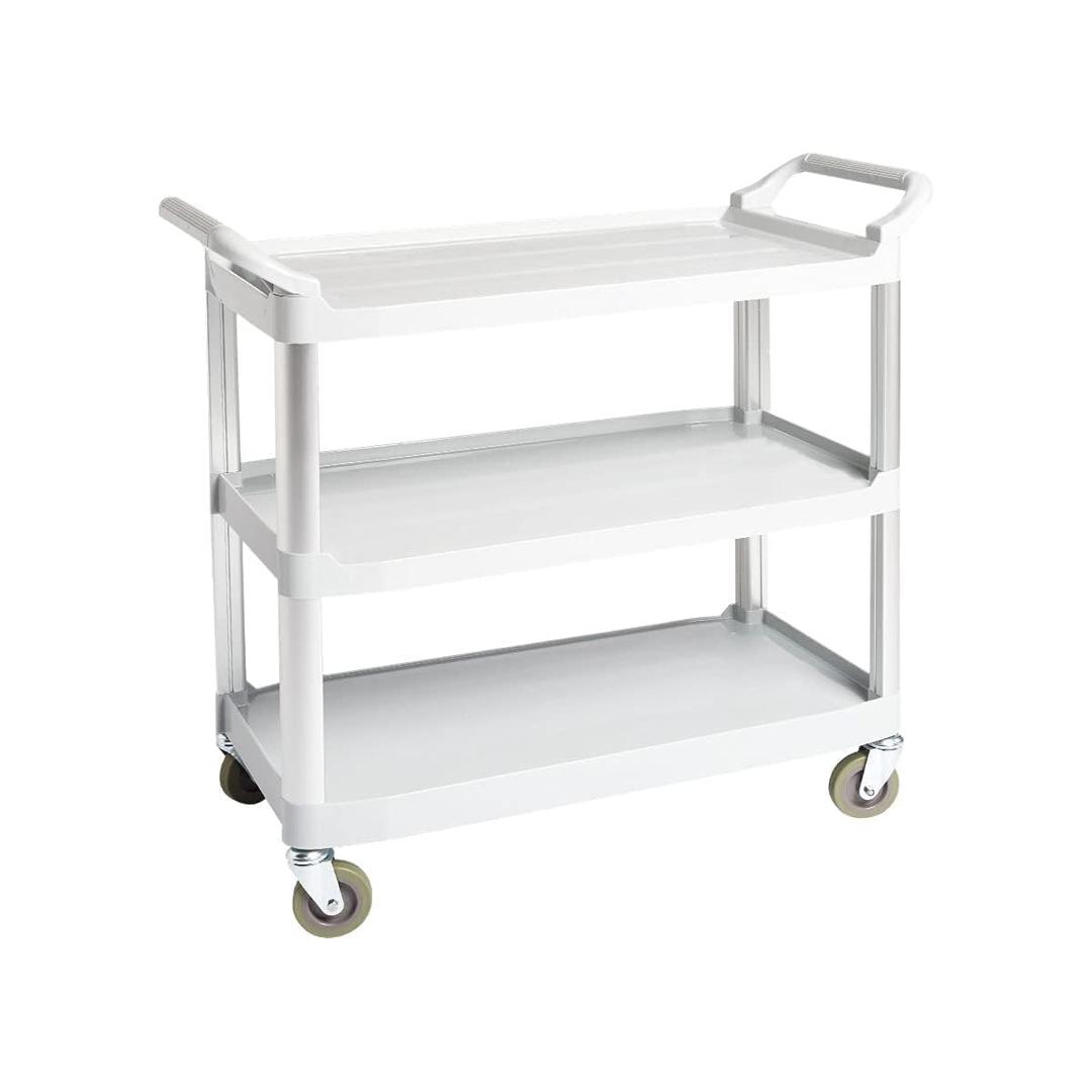 Amazon Basics 3-Tier Rolling Utility Cart, Commercial Grade, 400 lbs Loading Capacity, Portable Mobile Shelving, Gray
