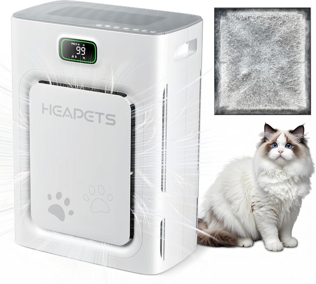Pet Air Purifier for Home Large Room 2500 sq ft, H13 HEPA Washable Double-Sided Filter,Air Cleaner for Pet Hair Dander Odor Allergies Pollutant Smoke Dust,PM2.5 Air Quality Monitor,Auto Mode,P358 Grey