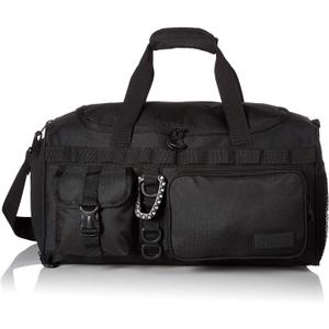 Fitdom Tactical Black Gym Duffle Bag with Shoe Compartment. Best Workout Bag For Men & Women. Black Gym Bag is Great For Basketball, Soccer & Other Sports As Well As Weekender & Overnight 18x10x10"