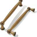khtumeware 10 Pack 5 inch Antique Brass Cabinet Pulls Handles Vintage Drawer Pulls Solid Cabinet Hardware Aged Kitchen Handles for Cabinets Cupboard Handles Drawer Handles (5 Inch(128mm) Hole Center)