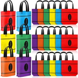 Hosuly 24 Pcs Pre-K Graduation Gifts Crayon Tote Bags End of Year Gift Bags Bulk Goodies Decor for Teacher Appreciation Preschool Kindergarten Graduation Back to School Party Supplies