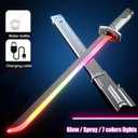 Colorful Streamer Glowing Sword Toys with Spray & Sound Effects Suitable for Cosplay Halloween Props Collect Decoration, 31.5 inches