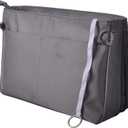 Vercord Expandable Nylon Handbag Purse Organizer Insert Liner Shaper Bag in Bag Dark Grey XLarge