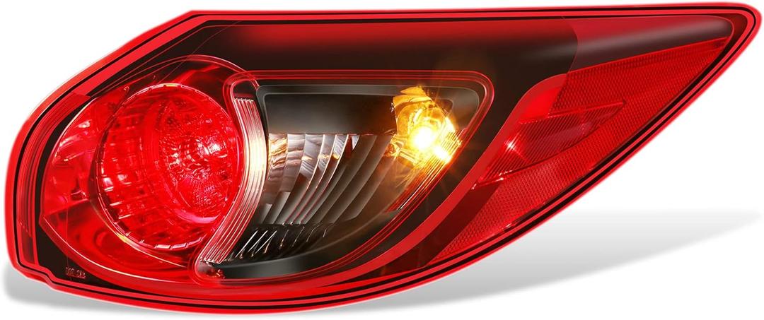 DNA MOTORING Right OE Style Outer Tail Light Compatible with 13-16 Mazda CX-5, Red/Clear Lens, OEM-TL-003-R