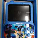 Handheld Game Console for Kids, Preloaded 220 Retro Games, 3.5'' HD IPS Screen Brightness Adjustable, Rechargeable, One-Touch Mute, Best Birthday Gift Toys for Boys Girls 4 5 6 7 8-Blue-Robot-Themed, Compact
