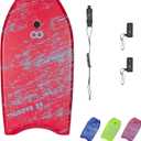 WOOWAVE Bodyboard 33-inch/36-inch/41-inch Super Lightweight Body Board with Coiled Wrist Leash, Swim Fin Tethers, EPS Core and Slick Bottom, Perfect Surfing for Kids Teens and Adults