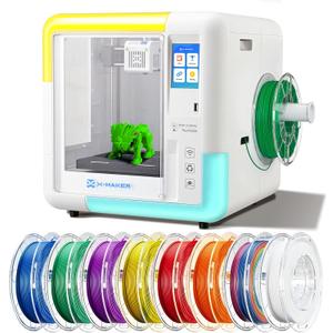 AOSEED X-Maker 3D Printer for Kids and Beginners, Fully Assembled High-Speed 3D Printer with 8 PLA Filament Set, Leveling-Free Bed, Wi-Fi Printing, Resume Printing, Silent, High Precision, with App